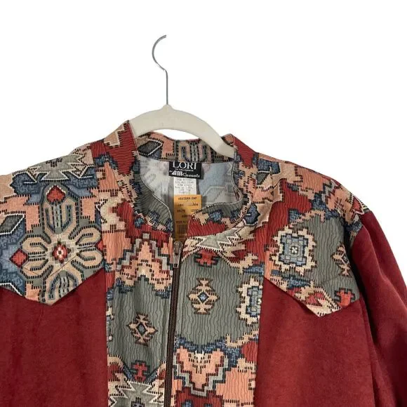 Lori of California AM Casuals Vtg Tribal Full Zip Jacket Western Boho Womens 10 - Picture 3 of 7